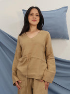 Relaxed Drawstring Waist Blouse | 100% linen