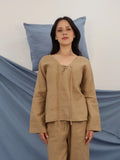 Loose Criss-Cross Tie Blouse | 100% linen