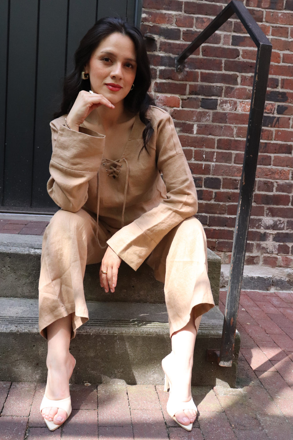 Loose Criss-Cross Tie Blouse | 100% linen