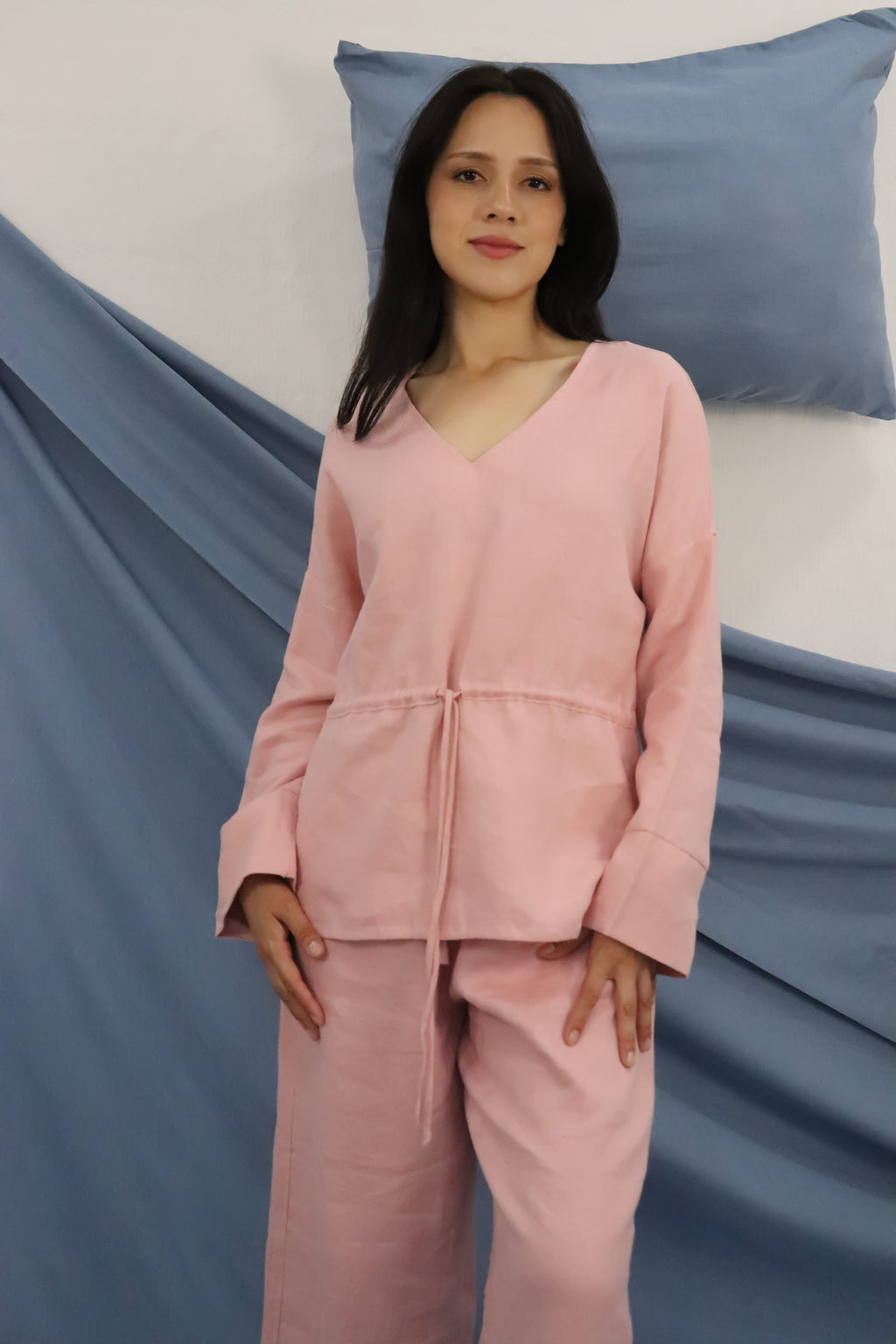 Relaxed Drawstring Waist Blouse | 100% linen