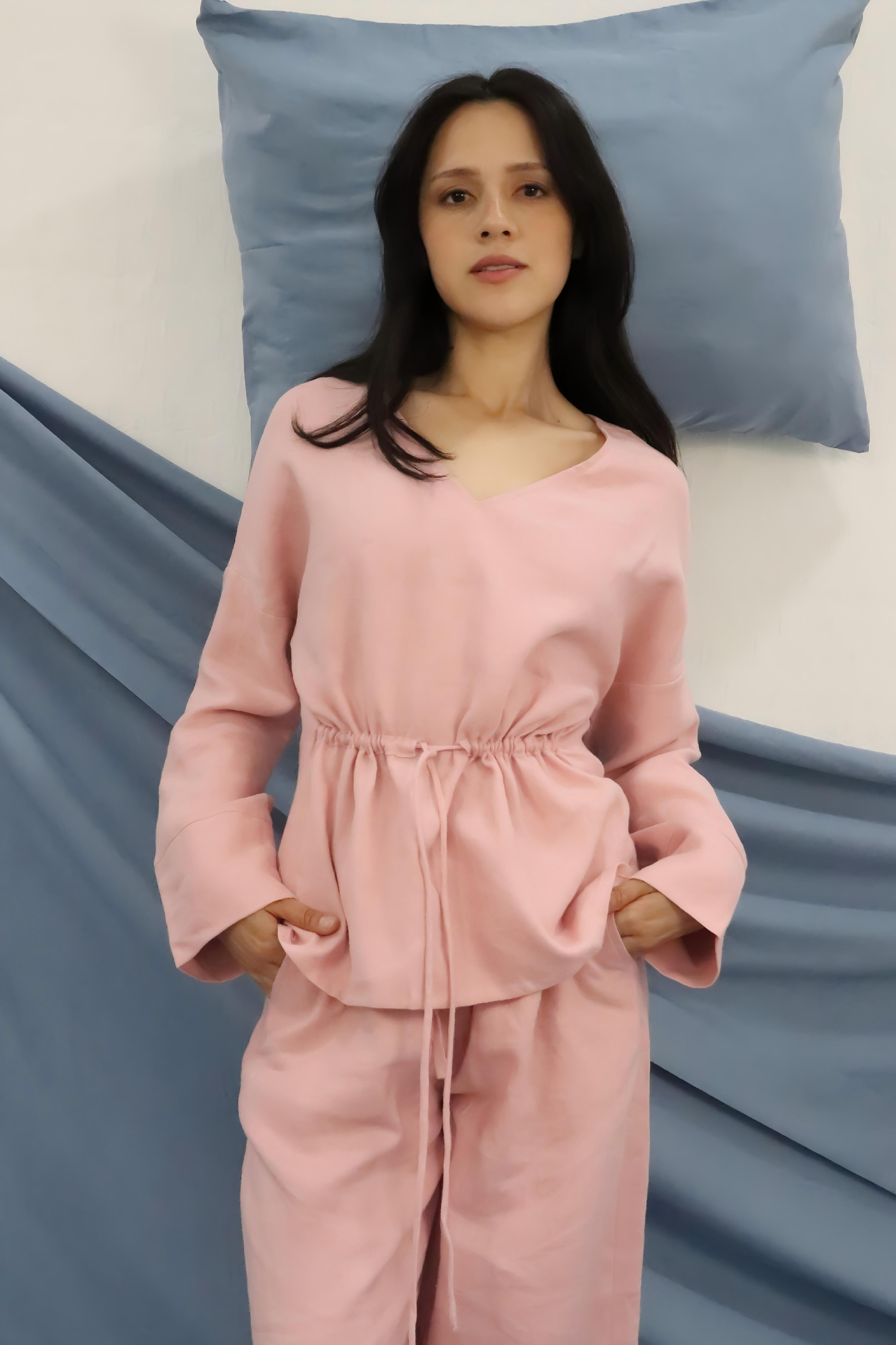 Relaxed Drawstring Waist Blouse | 100% linen