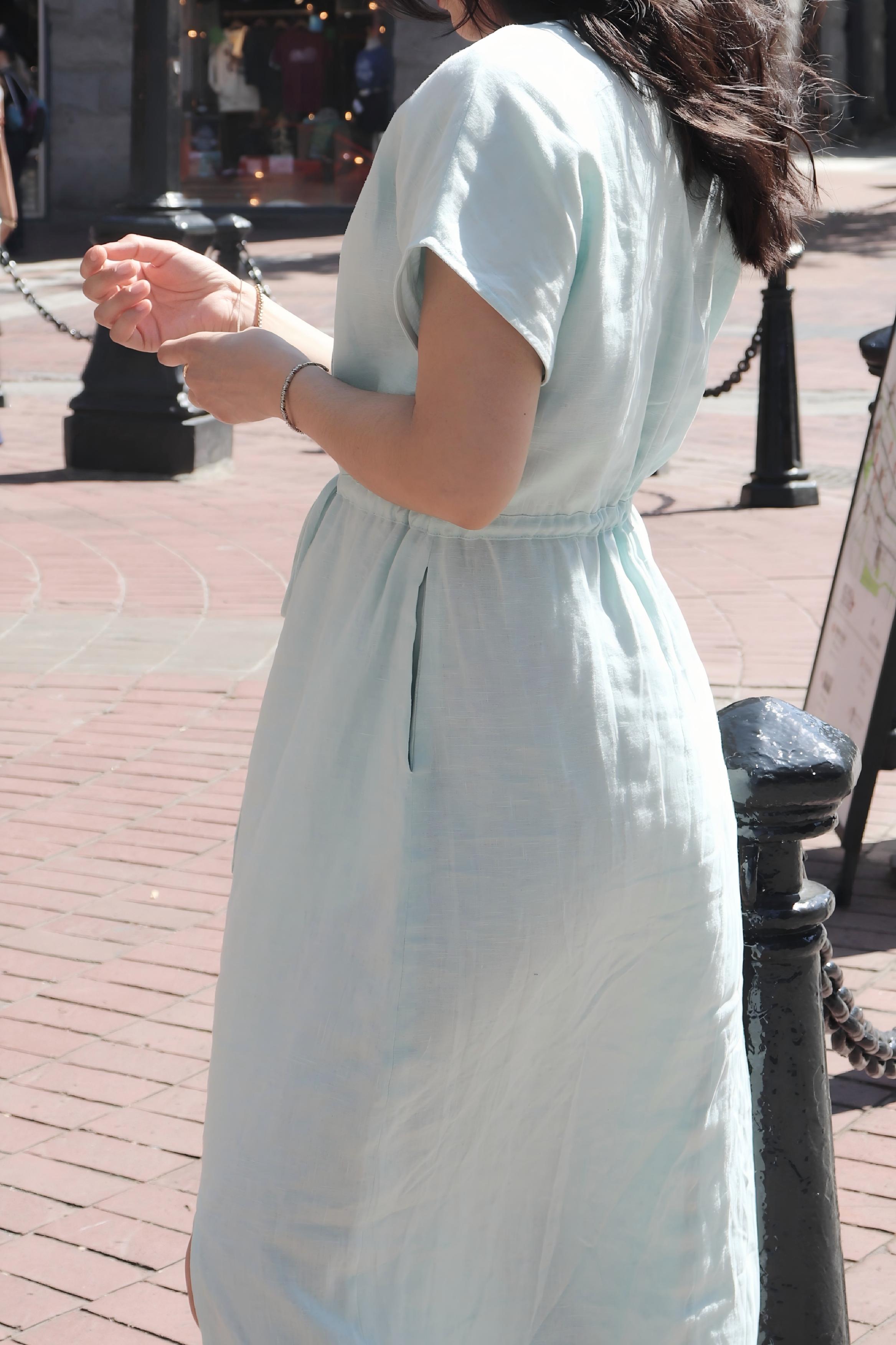 V-Neck Maxi Dress with Adjustable Waist | 100% linen