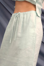 Two-Piece Set | Cowl Neck Tank & Midi Skirt | 100% Linen