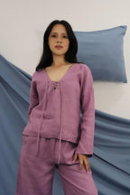 Loose Criss-Cross Tie Blouse | 100% linen