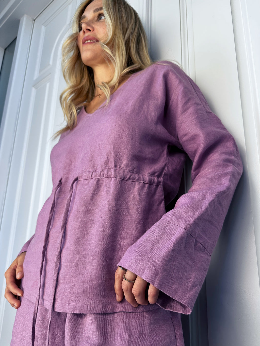 Relaxed Drawstring Waist Blouse | 100% linen