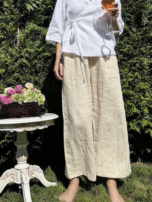 Women's Ankle Lounge Pants | 100% linen